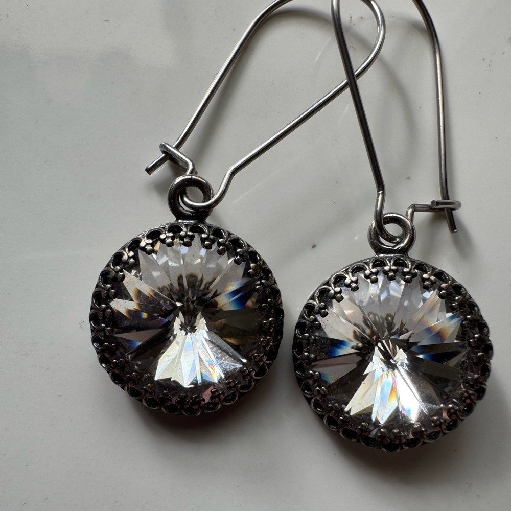 Crystal Rivoli Drop Dangle Earrings